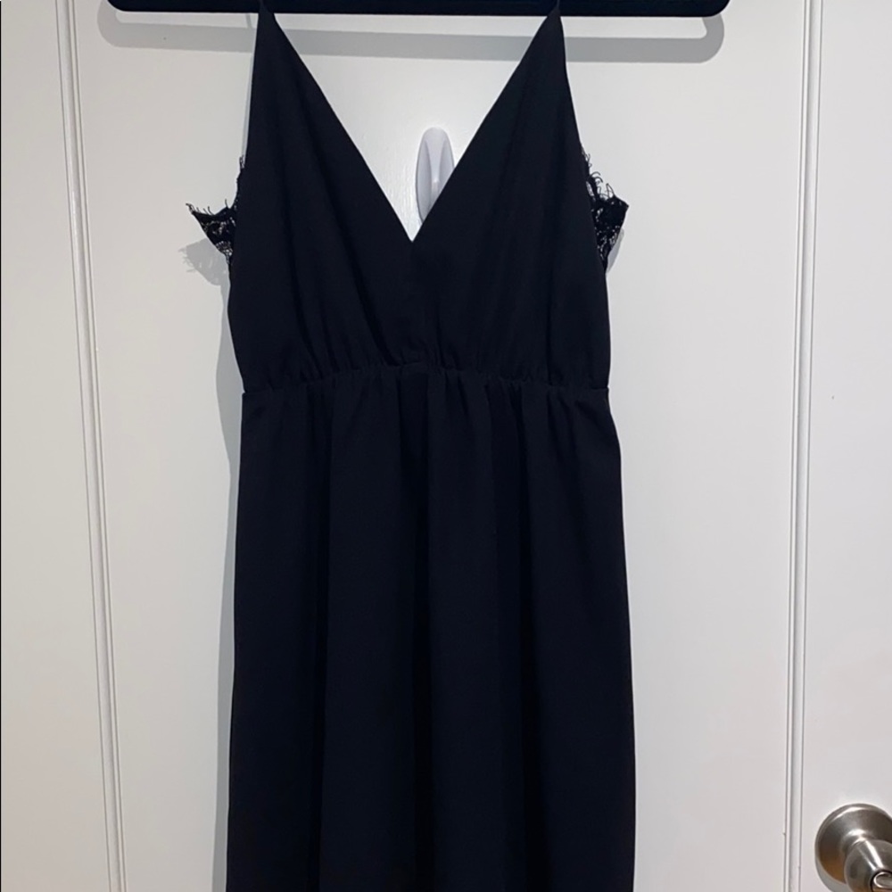 tobi lace detail black skater dress